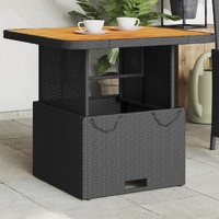  Garden Table Black 80x80x71 cm Poly Rattan and Acacia Wood