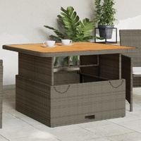  Garden Table Grey 110x110x71 cm Poly Rattan and Acacia Wood
