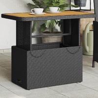  Garden Table Black 90x55x71 cm Poly Rattan and Acacia Wood