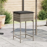  Garden Bar Stools with Cushions 2 pcs Grey Poly Rattan