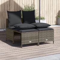  4 Piece Garden Sofa Set with Cushions Grey Poly Rattan