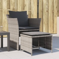  Garden Chair with Footstool Grey Poly Rattan