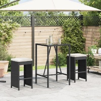  Garden Bar Stools with Cushions 2 pcs Black Poly Rattan