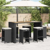  Garden Bar Stools with Cushions 6 pcs Black Poly Rattan