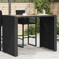 Garden Bar Table with Acacia Wood Top Black 145x80x110 cm Poly Rattan