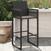 Garden Bar Stools 2 pcs Black Poly Rattan
