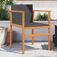  Garden Chairs 2 pcs Black Poly Rattan&amp;Solid Wood