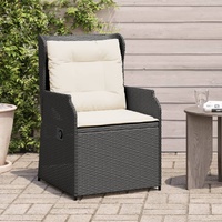  Reclining Garden Chairs 2 pcs with Cushions Black Poly Rattan