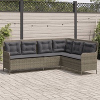  Garden Sofa with Cushions L-Shaped Grey Poly Rattan