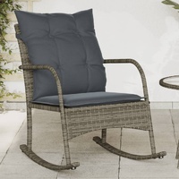  Garden Rocking Chair with Cushions Grey Poly Rattan