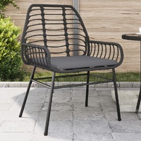  Garden Chairs 2 pcs with Cushions Black Poly Rattan