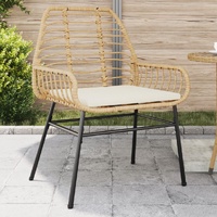  Garden Chairs 2 pcs with Cushions Brown Poly Rattan