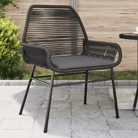  Garden Chairs 2 pcs with Cushions Black Poly Rattan
