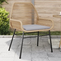  Garden Chairs 2 pcs with Cushions Brown Poly Rattan