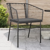  Garden Chairs 2 pcs with Cushions Black Poly Rattan
