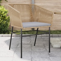  Garden Chairs 2 pcs with Cushions Brown Poly Rattan