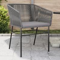  Garden Chairs 2 pcs with Cushions Grey Poly Rattan