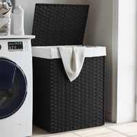  Laundry Basket with Lid Black 46x33x60 cm Poly Rattan