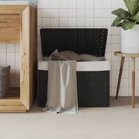  Laundry Basket with Lid Black 55.5x35x34 cm Poly Rattan
