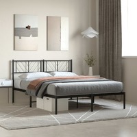  Metal Bed Frame without Mattress with Headboard Black 135x190 cm