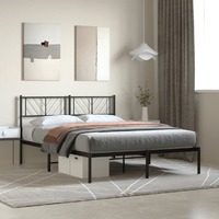  Metal Bed Frame without Mattress with Headboard Black 150x200 cm