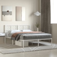  Metal Bed Frame without Mattress with Headboard White 135x190 cm