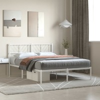  Metal Bed Frame without Mattress with Headboard White 150x200 cm