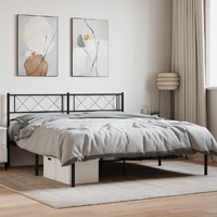  Metal Bed Frame without Mattress with Headboard Black 150x200 cm