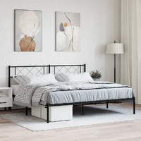  Metal Bed Frame without Mattress with Headboard Black 183x203 cm King