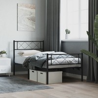  Metal Bed Frame without Mattress with Footboard Black 90x190 cm