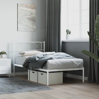  Metal Bed Frame without Mattress with Headboard White 90x190 cm