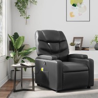  Massage Recliner Chair Black Faux Leather