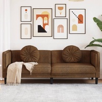  Sofa with Cushions 3-Seater Brown Faux Suede Leather