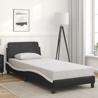  Bed Frame without Mattress Black&amp;White 90x190 cm Faux Leather