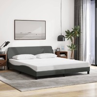  Bed Frame without Mattress Dark Grey 152x203 cm Queen Fabric