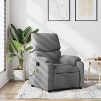  Massage Recliner Chair Light Grey Fabric