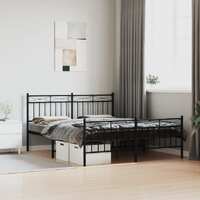  Metal Bed Frame without Mattress with Footboard Black 150x200 cm