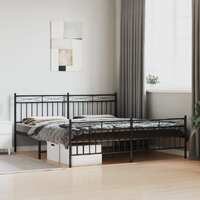  Metal Bed Frame without Mattress with Footboard Black 183x203 cm King