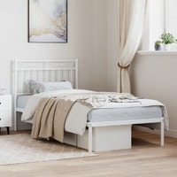  Metal Bed Frame without Mattress with Headboard White 90x190 cm