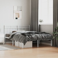  Metal Bed Frame without Mattress with Headboard White 135x190 cm