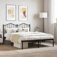  Metal Bed Frame without Mattress with Headboard Black 135x190 cm