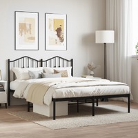  Metal Bed Frame without Mattress with Headboard Black 150x200 cm