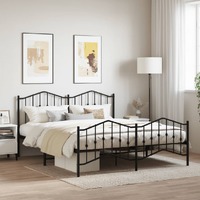  Metal Bed Frame without Mattress with Footboard Black 183x203 cm King