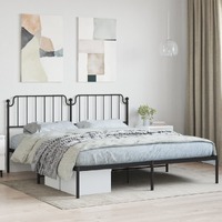  Metal Bed Frame without Mattress with Headboard Black 183x203 cm King