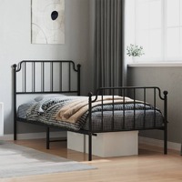  Metal Bed Frame without Mattress with Footboard Black 90x190 cm