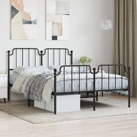  Metal Bed Frame without Mattress with Footboard Black 150x200 cm
