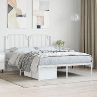  Metal Bed Frame without Mattress with Headboard White 135x190 cm