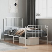  Metal Bed Frame without Mattress with Footboard White 90x190 cm