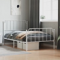  Metal Bed Frame without Mattress with Footboard White 107x203 cm King Single