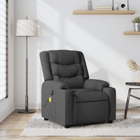  Massage Recliner Chair Dark Grey Fabric